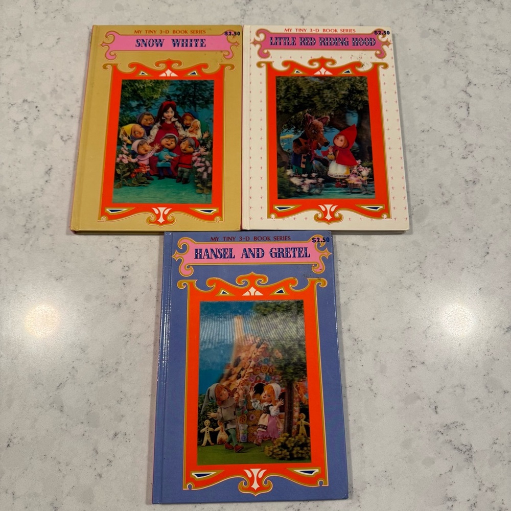 1980's My Tiny 3-D Book Series Snow White Hansel & Gretel Little Red Riding Hood